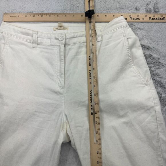Eileen Fisher Chino Pants Womens 6 Petite White Cotton Slash Pocket Tapered Leg - Picture 6 of 9